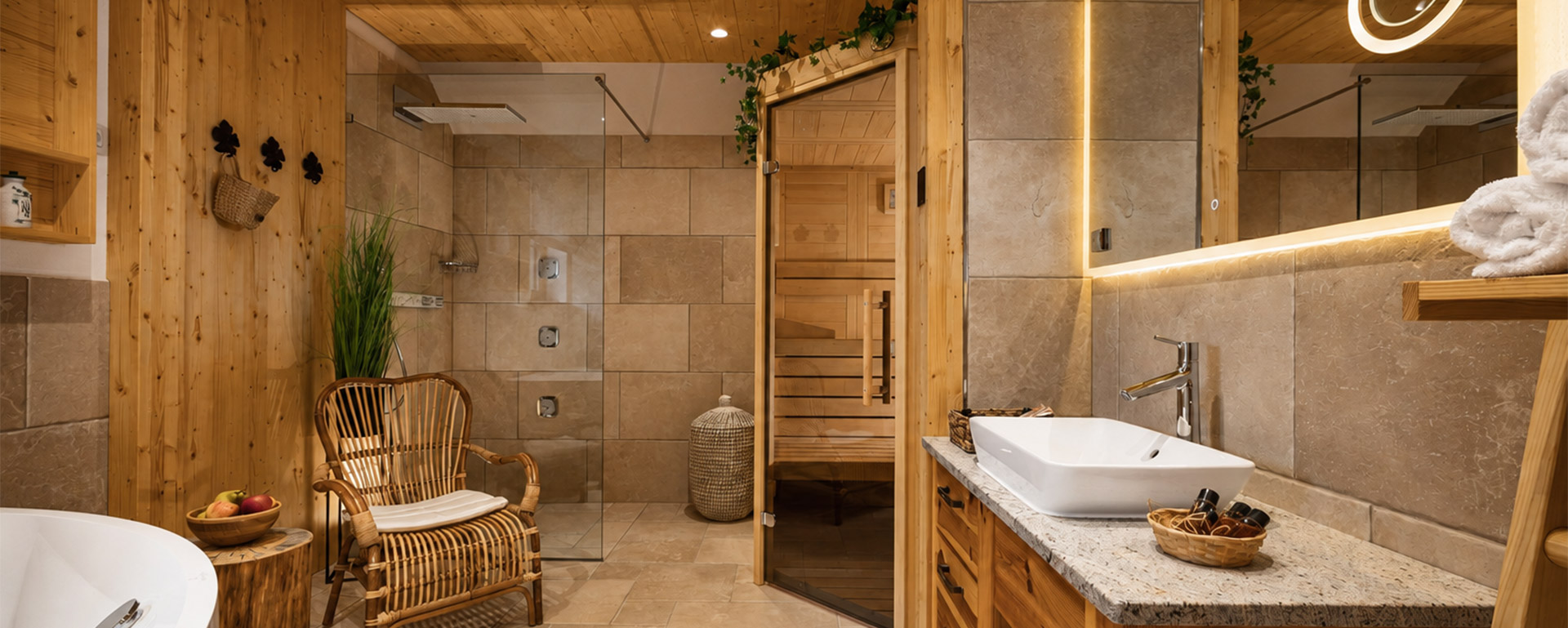 Zasebni wellness s finsko savno v Alpskem SPA Chaletu ob Bohinjskem jezeru.